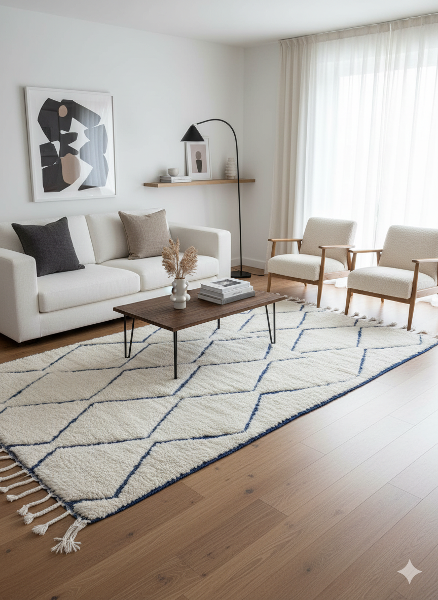 Azrak Path - Reversible Handcrafted Moroccan Wool Rug - 260x150