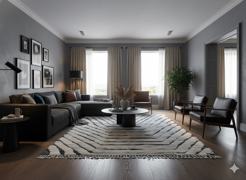 Black Sahara - Handcrafted Moroccan Wool Rug - 300x200 cm