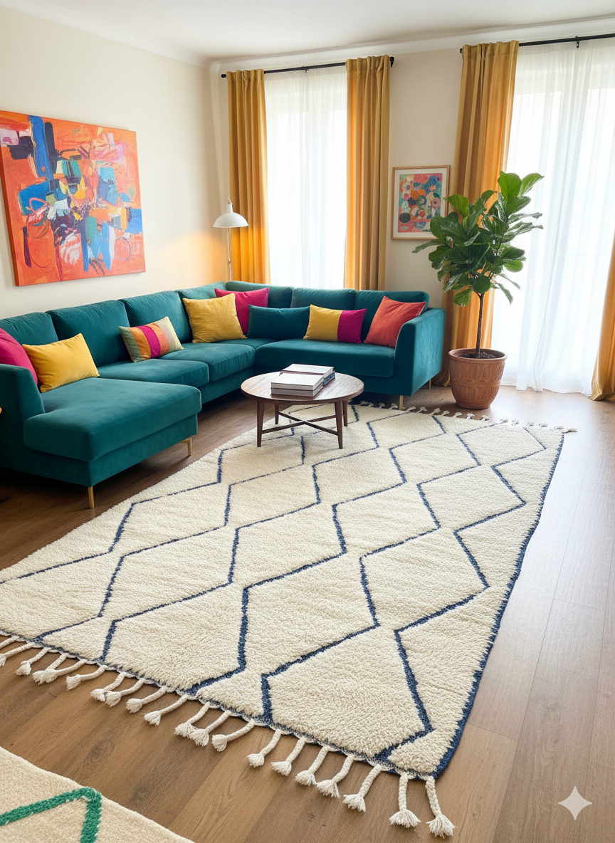Azrak Path - Reversible Handcrafted Moroccan Wool Rug - 260x150